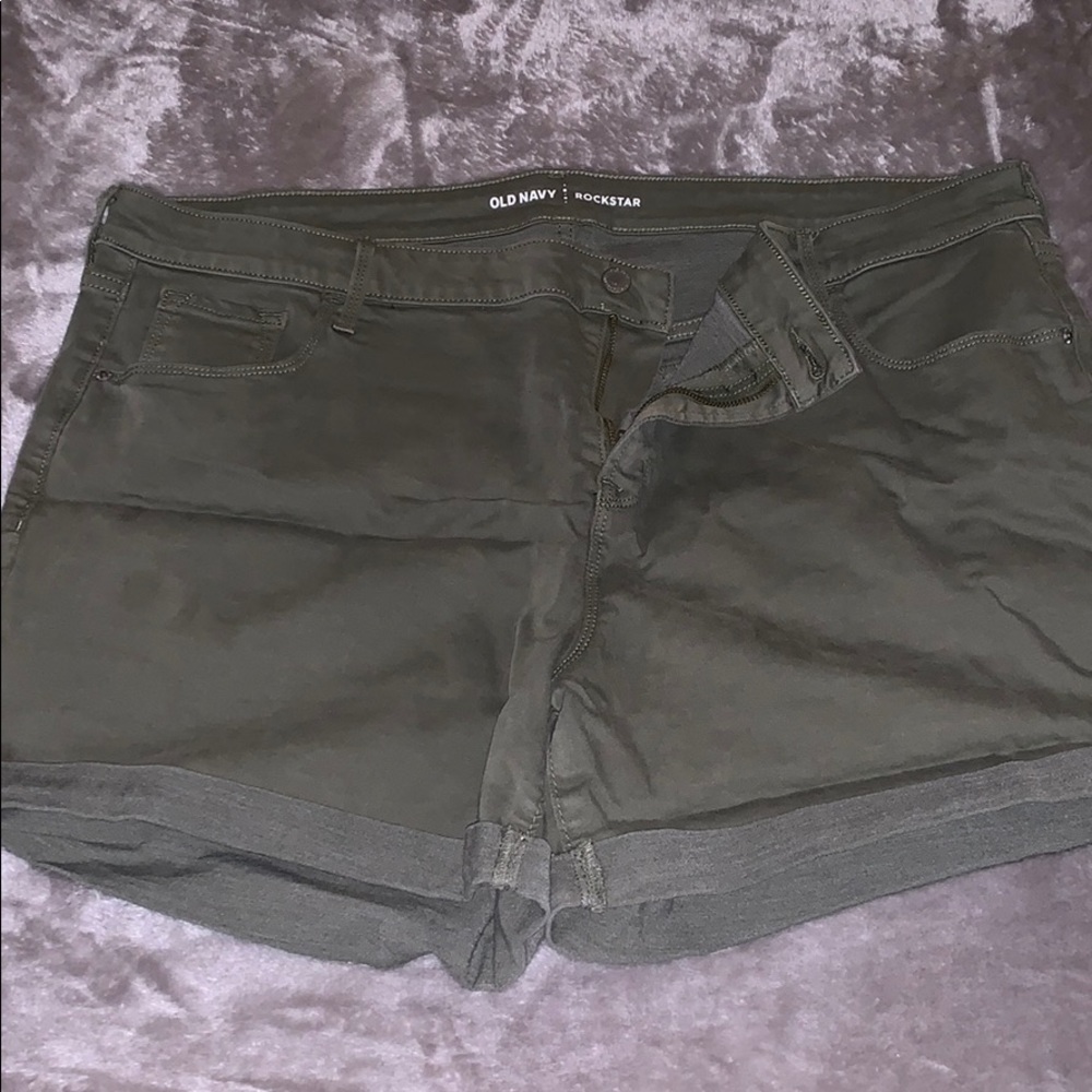 Olive green jean material shorts
